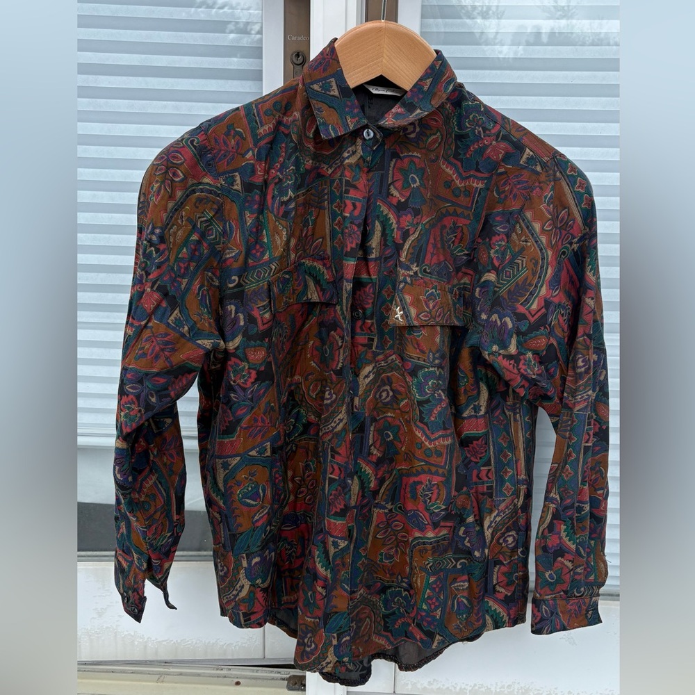 Vintage Silky Button Shirt abstract pattern